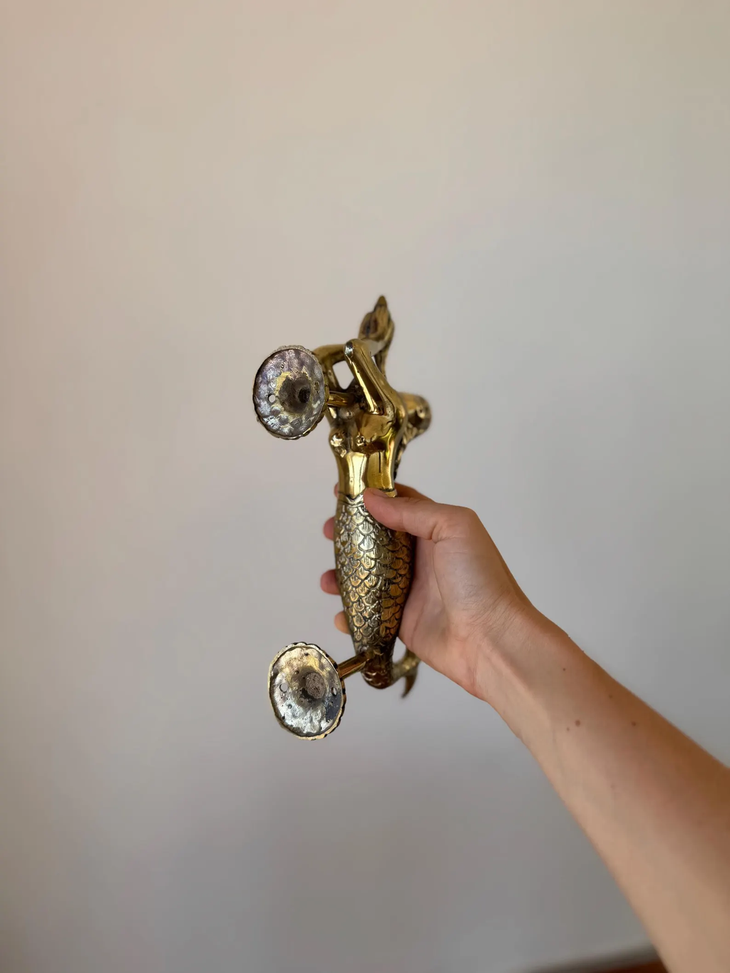 Vintage Brass Mermaid Door Handle "Siren’s Call"