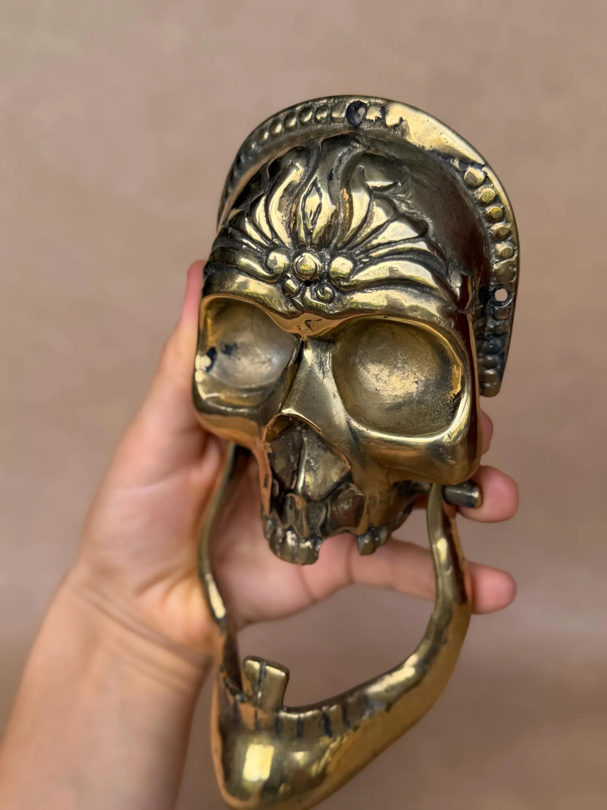 Halloween skull door knocker for dark dramatic entryways