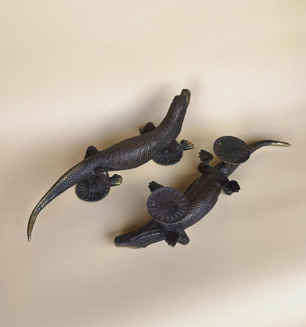 Vintage Brass Gecko Door Handle Set "Sahara"