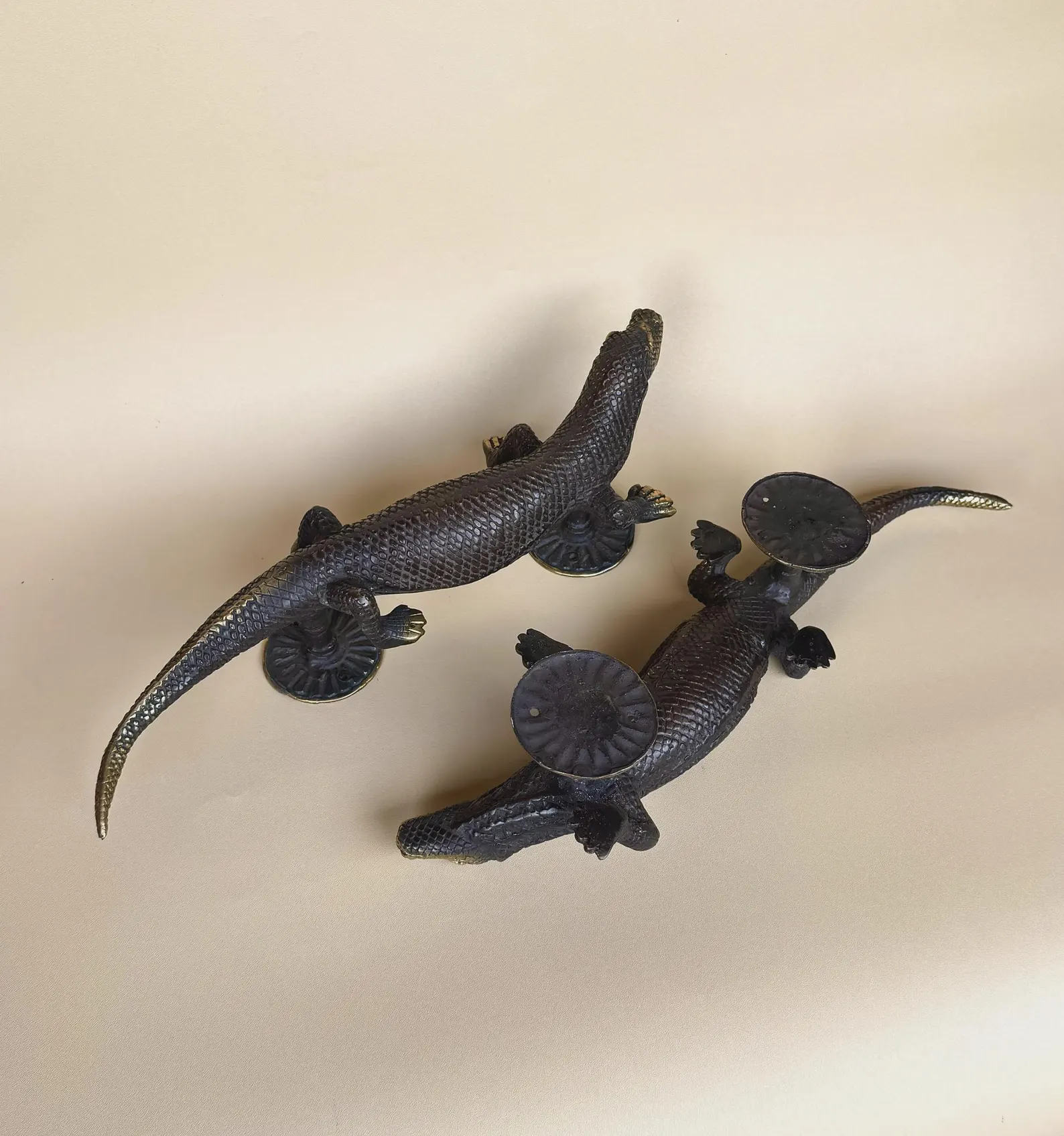 Vintage Brass Gecko Door Handle Set "Sahara"