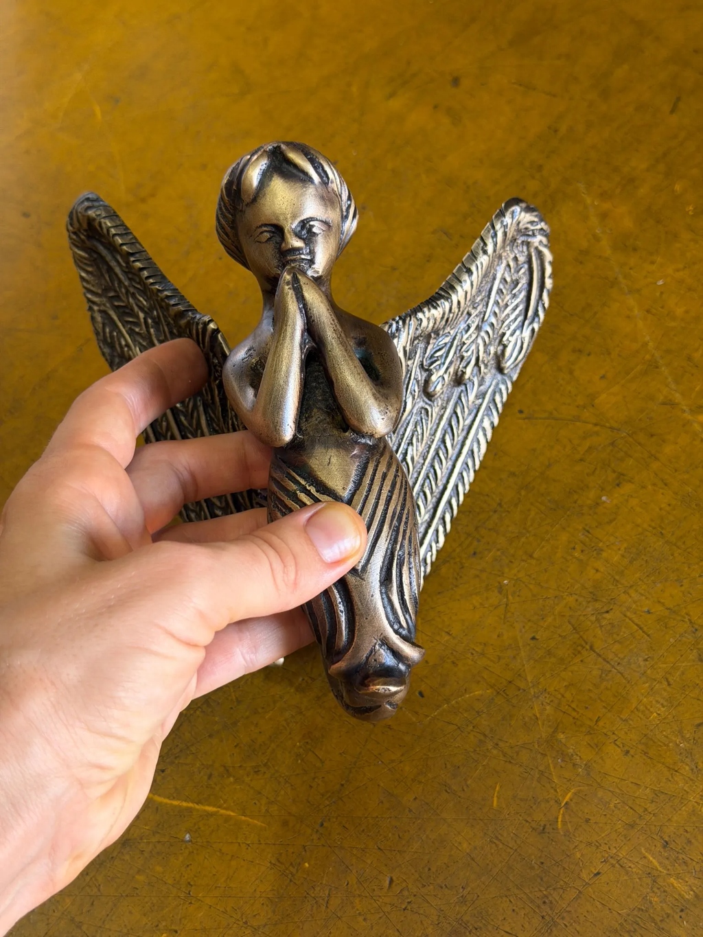 Vintage Brass Angel Door Knocker "Cherub Guardian"