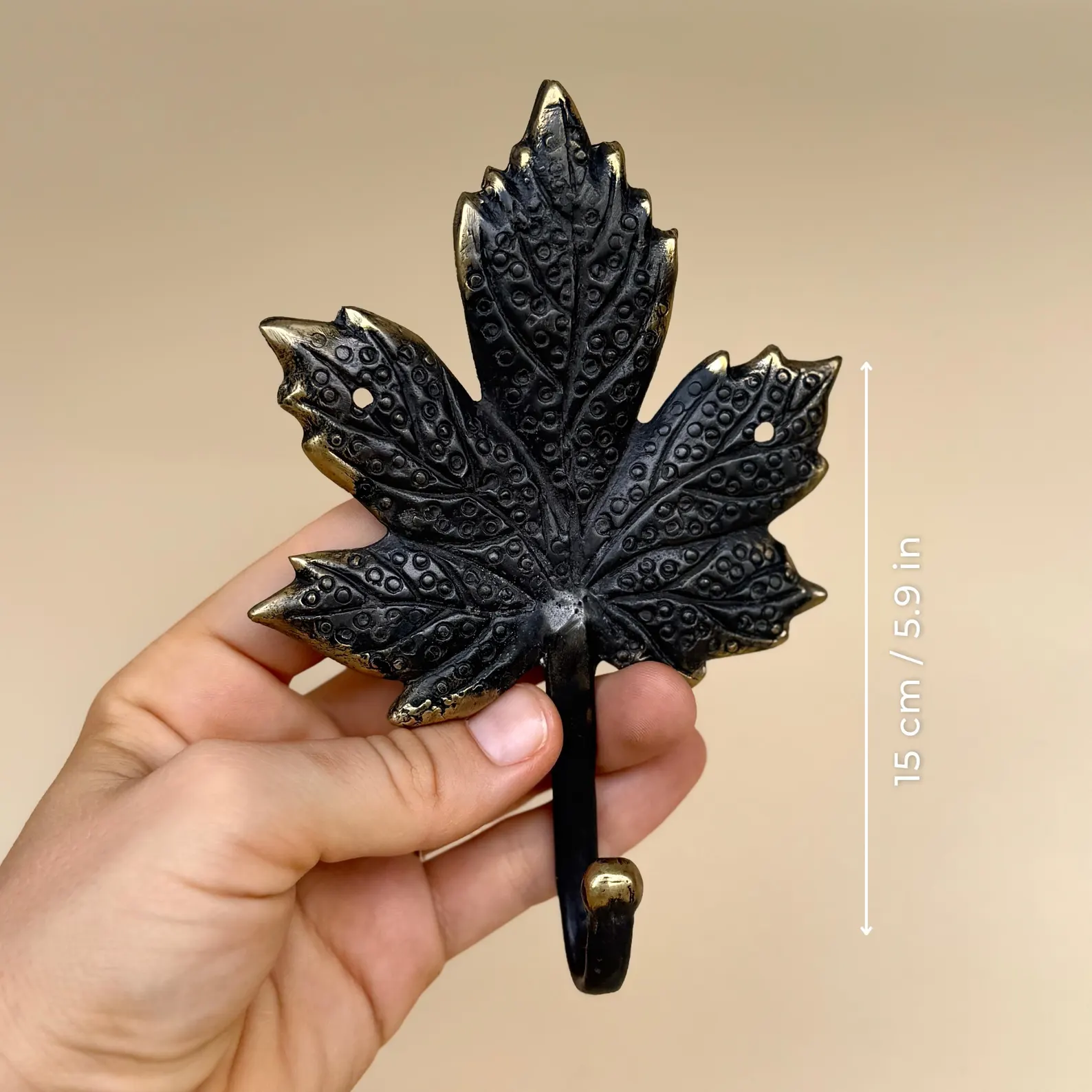 Vintage Brass Maple Leaf Wall Hook "Autumn Breeze"