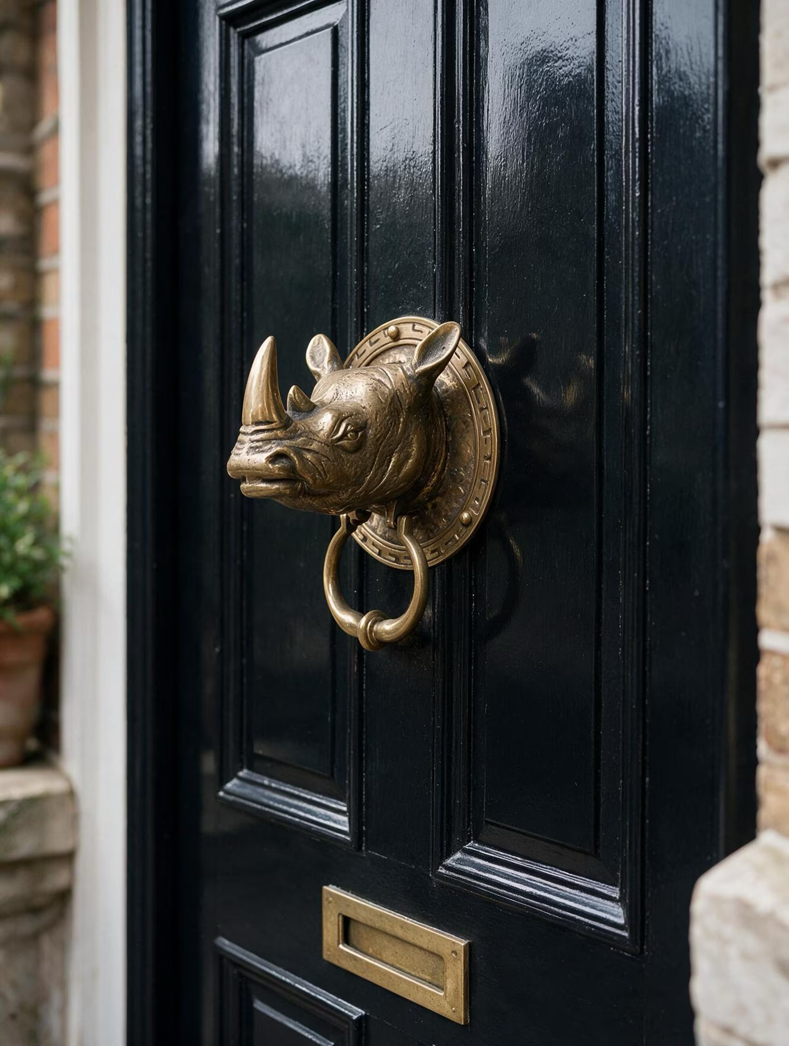 Brass Rhino Door Knocker