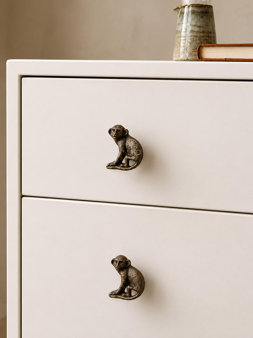 Vintage Brass Monkey Cabinet Knob "Safari Play"