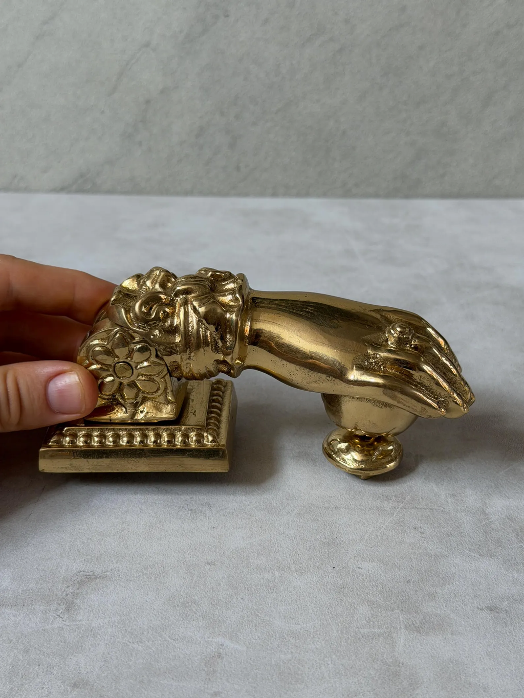 Vintage Brass Hand Door Knocker "Victorian Touch"