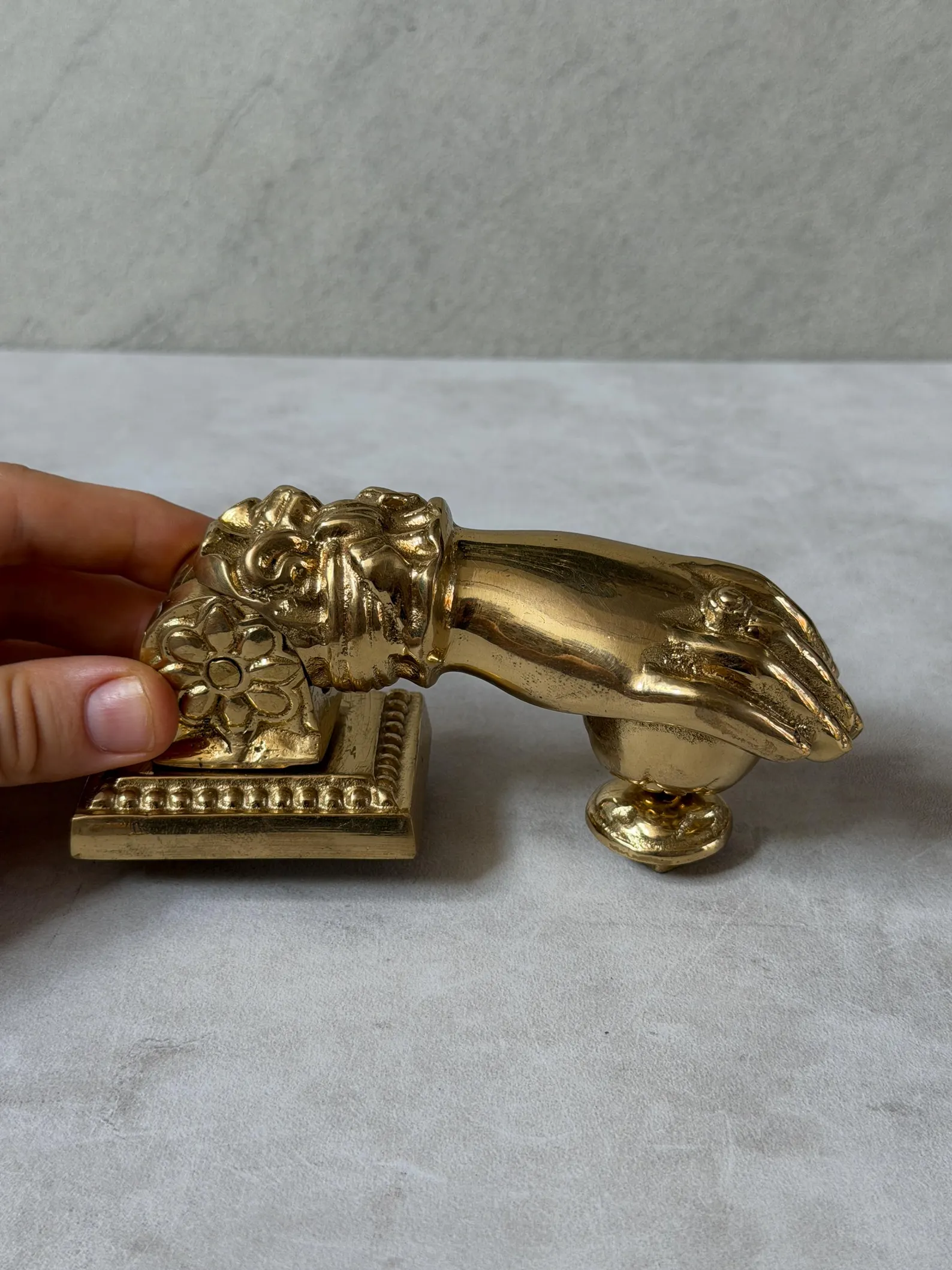 Vintage Brass Hand Door Knocker "Victorian Touch"