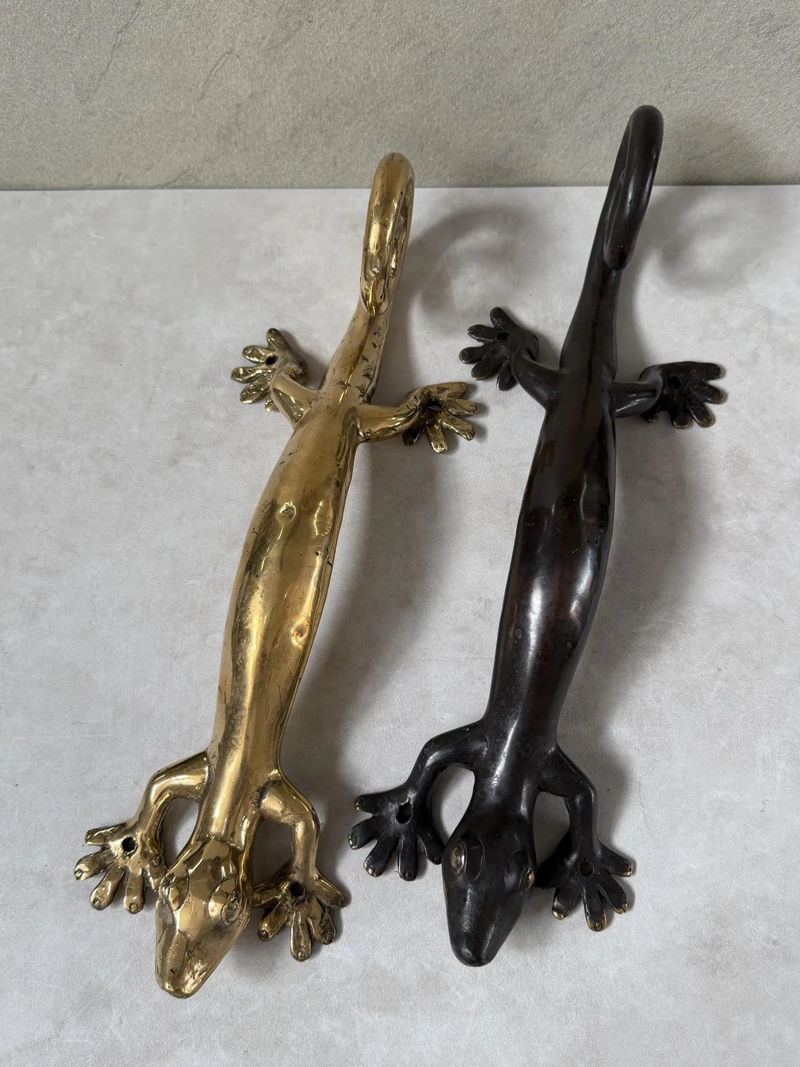 Vintage Brass Gecko Door Handle "Lizard Pull"