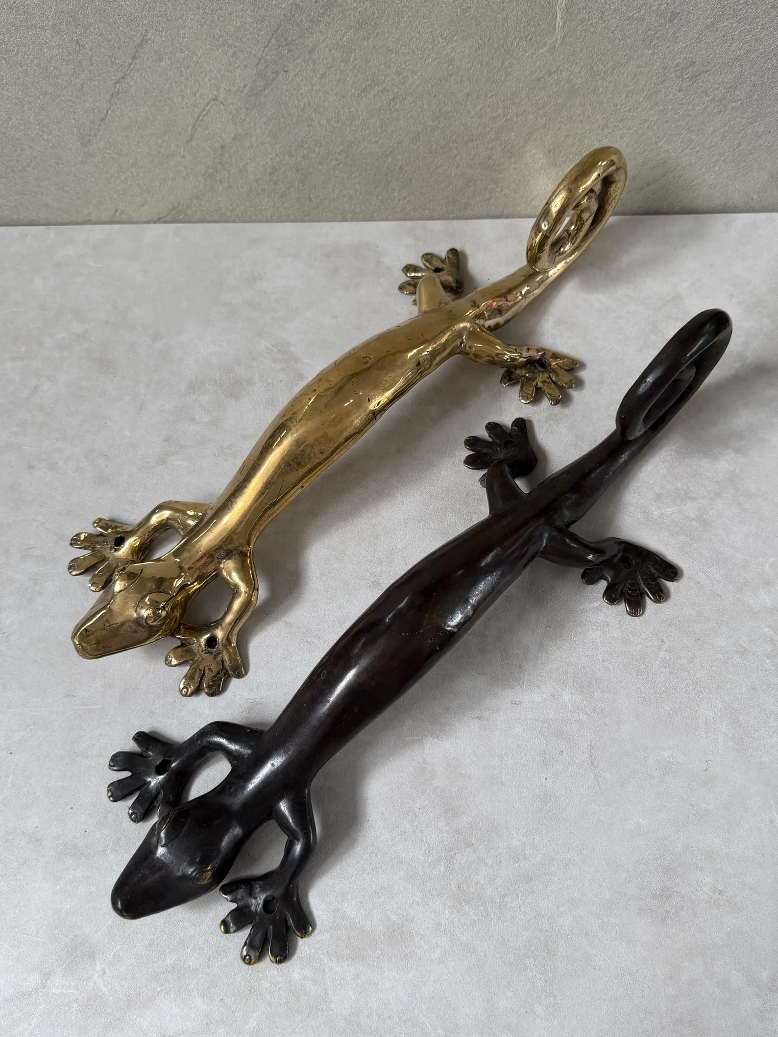 Vintage Brass Gecko Door Handle "Lizard Pull"