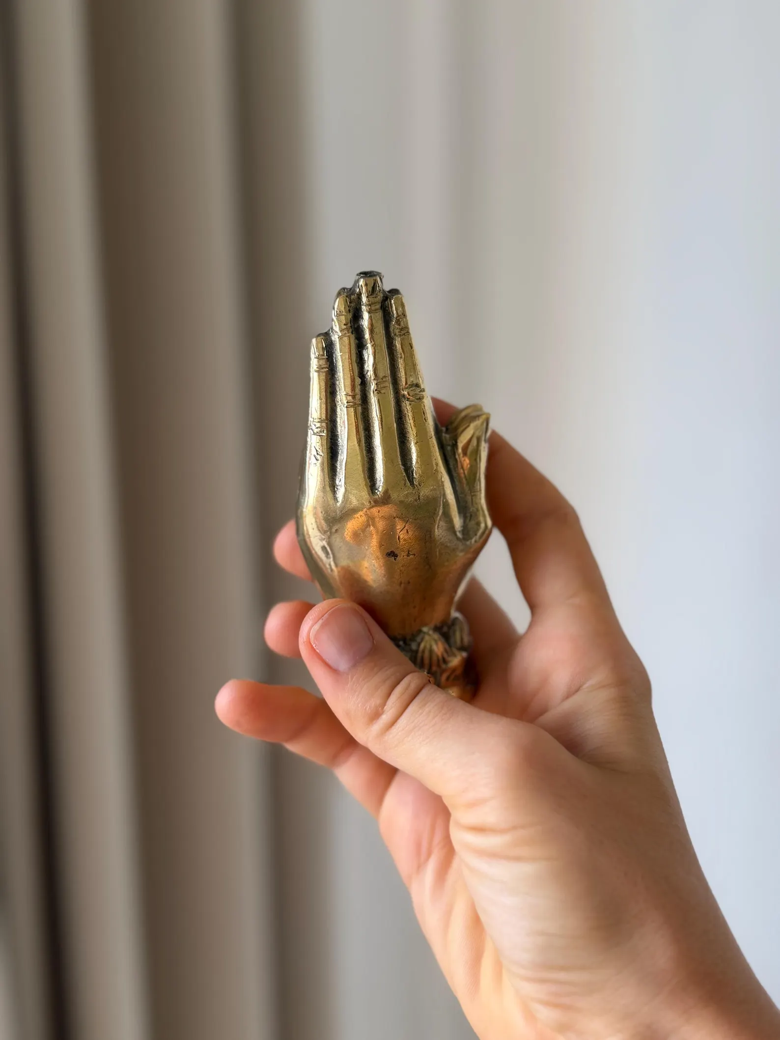 Handcrafted Brass Praying Hands Incense Holder "Ubud Ritual"