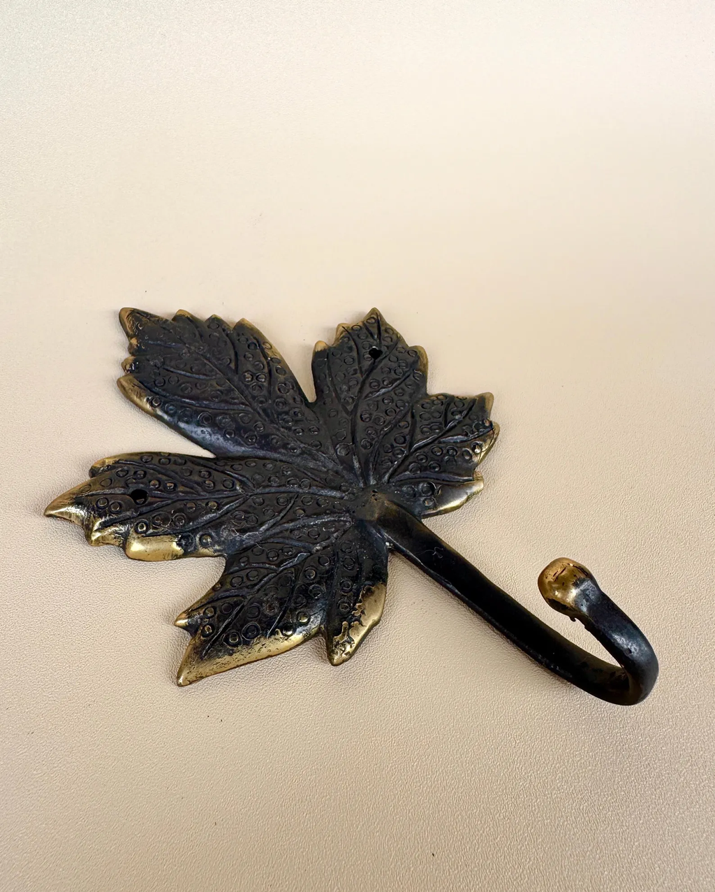 Vintage Brass Maple Leaf Wall Hook "Autumn Breeze"
