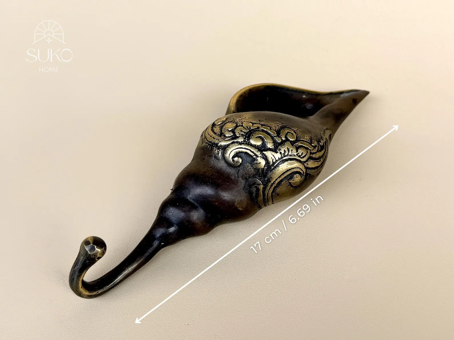 Vintage Brass Cornucopia Wall Hook "Abundance"