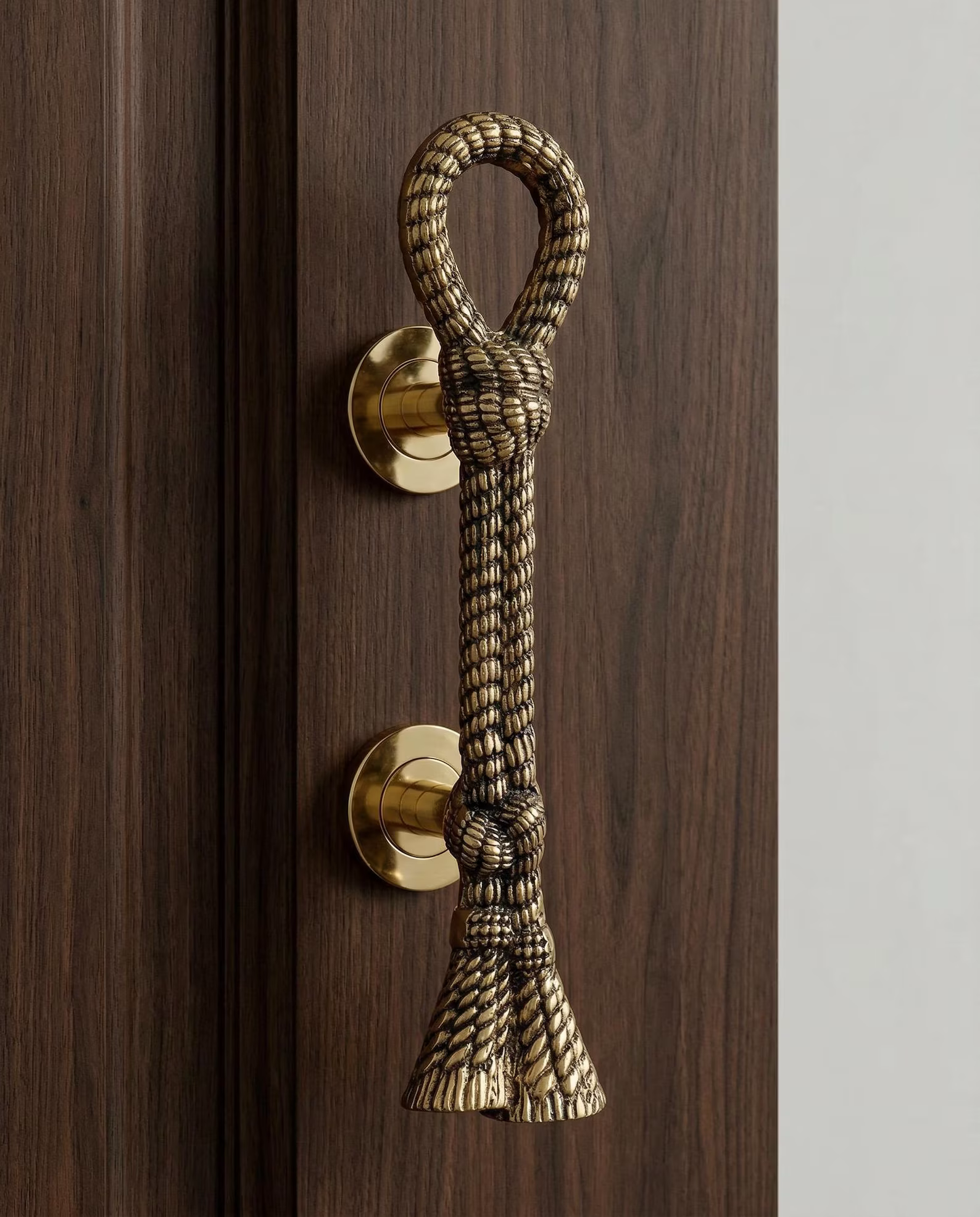 Vintage Brass Rope Knot Door Handle "Mariner"