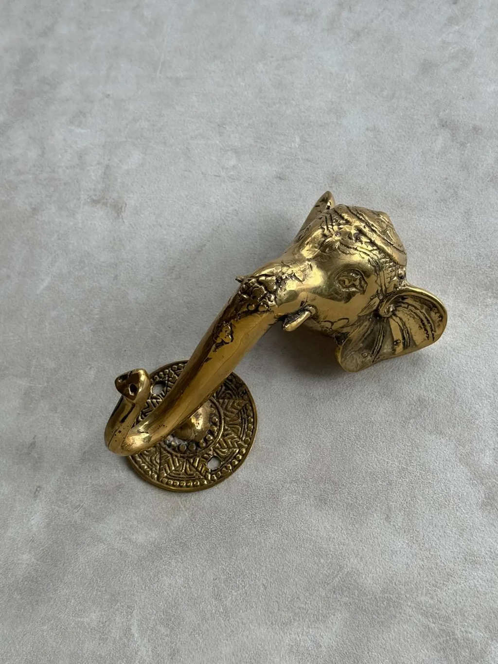 Vintage Brass Elephant Wall Hook "Ganesha"