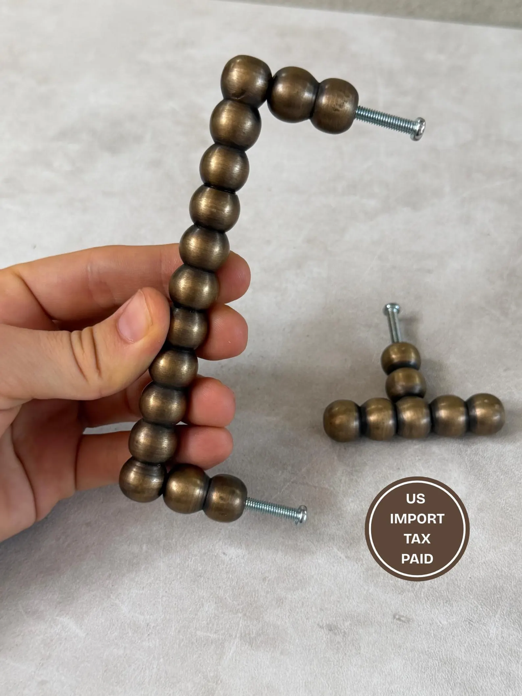 Brass Beaded Cabinet Handle