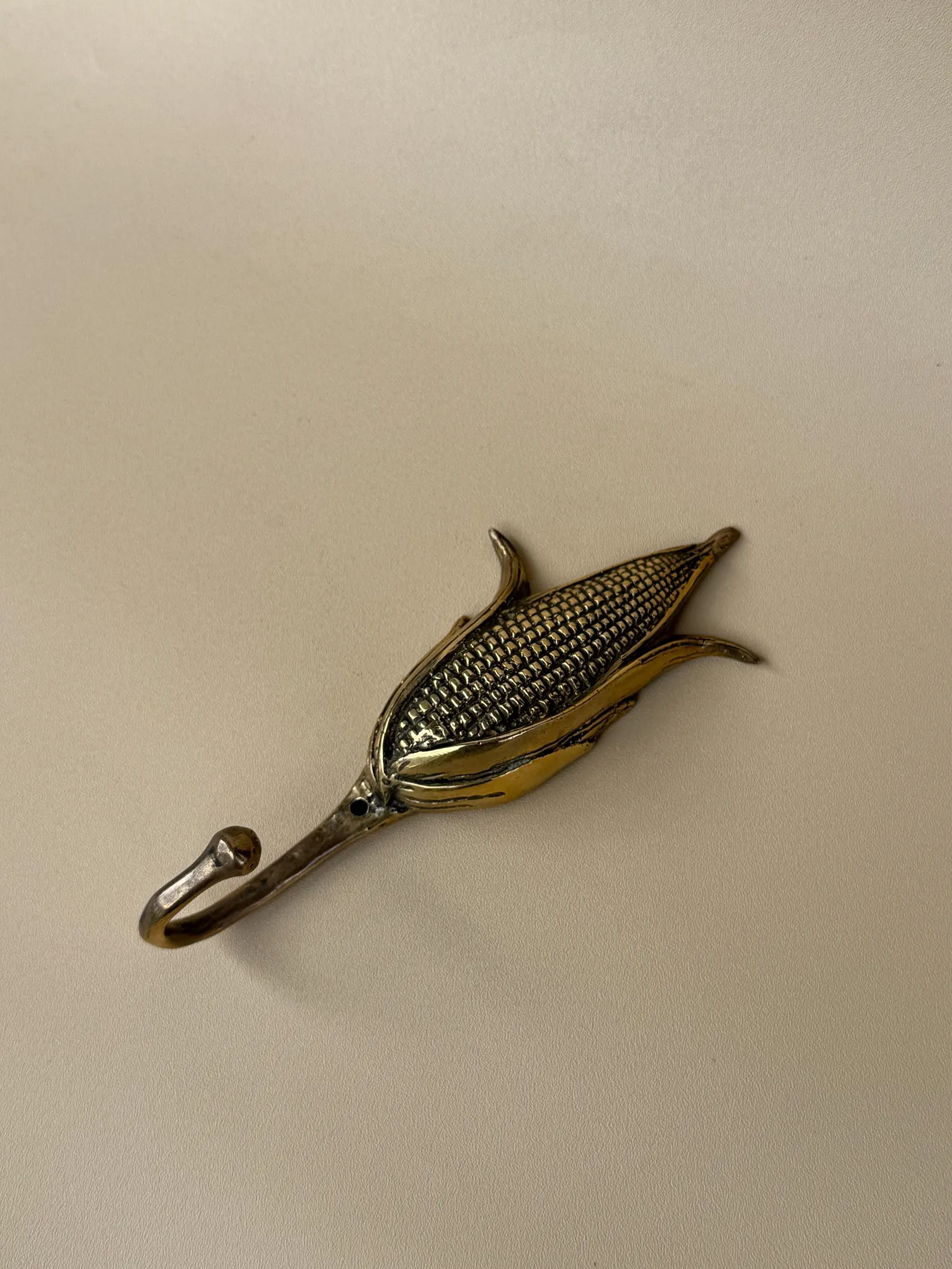 Vintage Brass Corn Wall Hook "Maize"