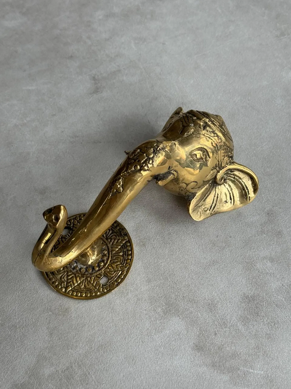Vintage Brass Elephant Wall Hook "Ganesha"