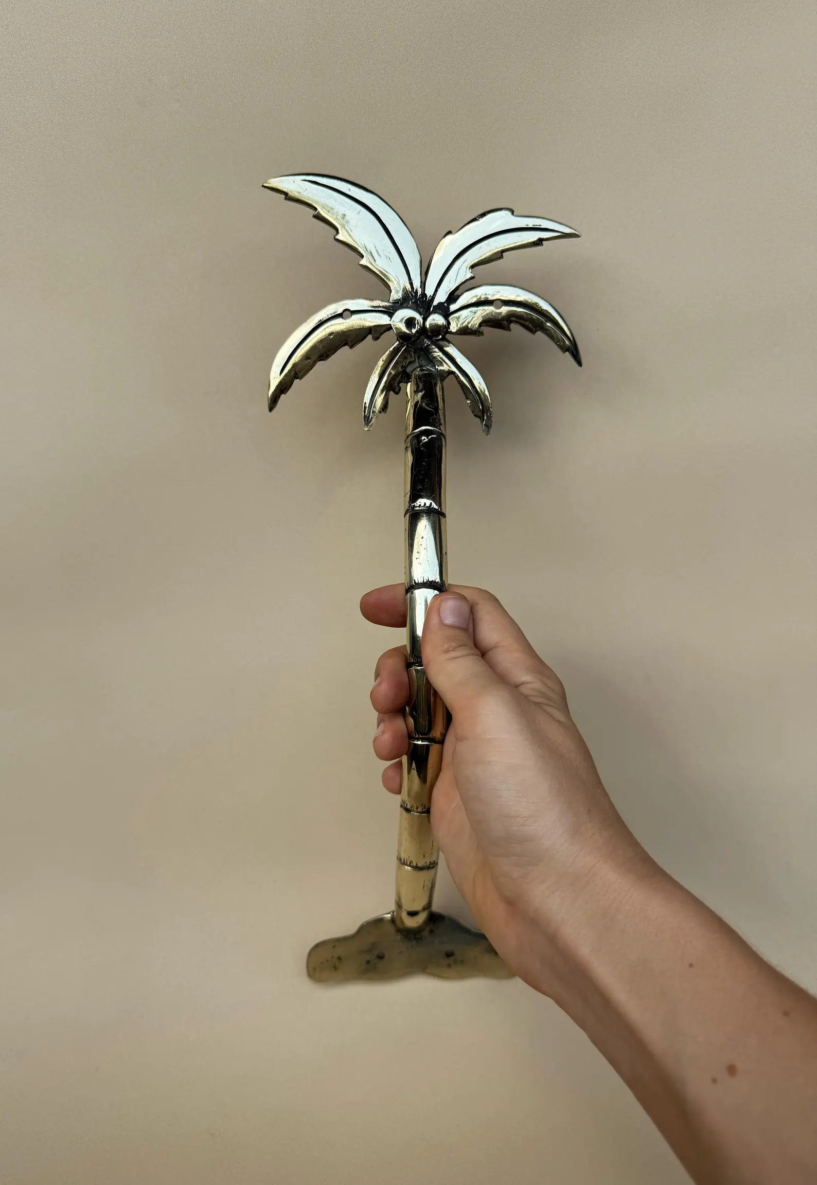 Vintage Brass Palm Tree Door Handle "Oasis"