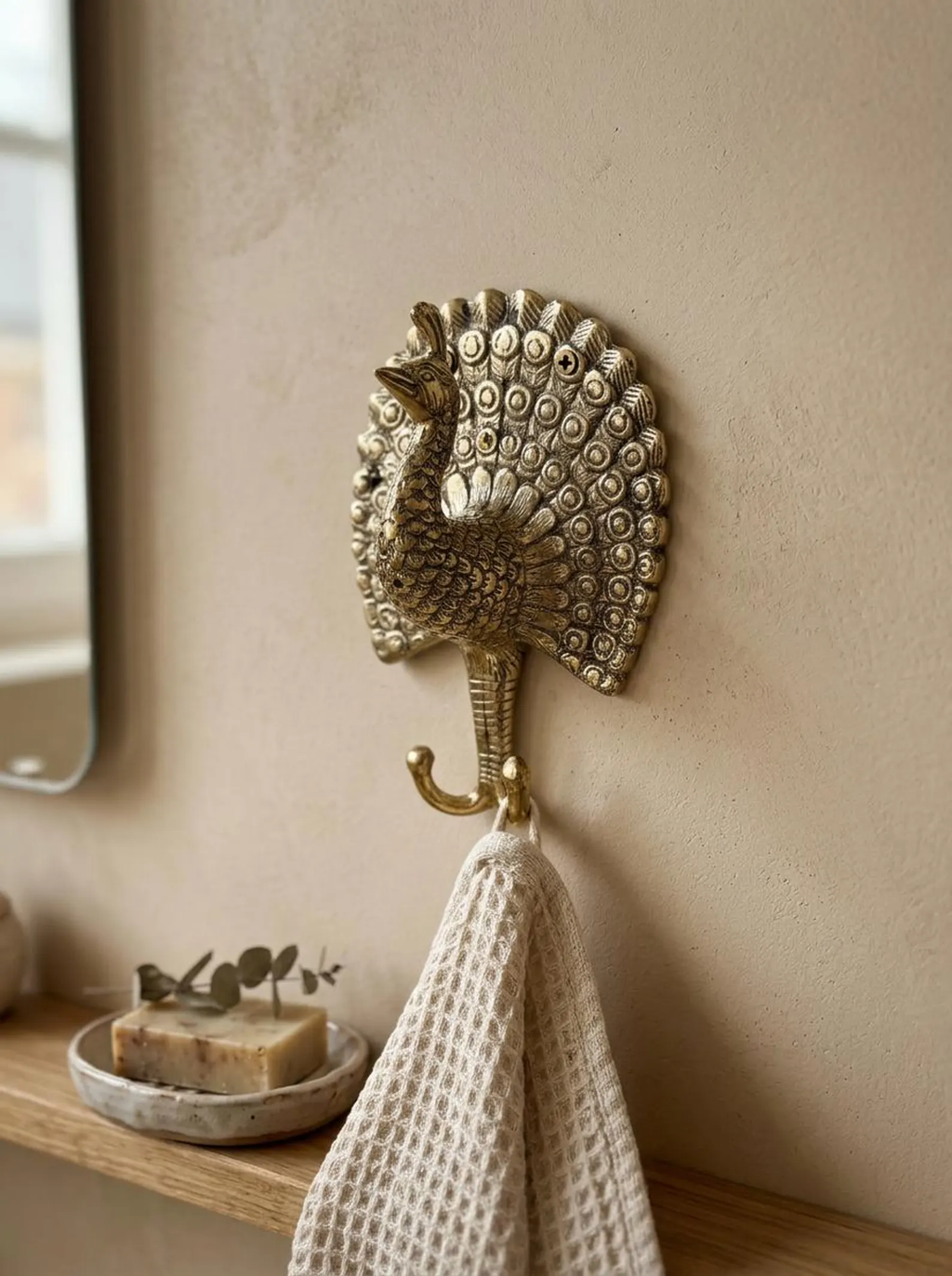 Vintage Brass Peacock Wall Hook "Majesty"