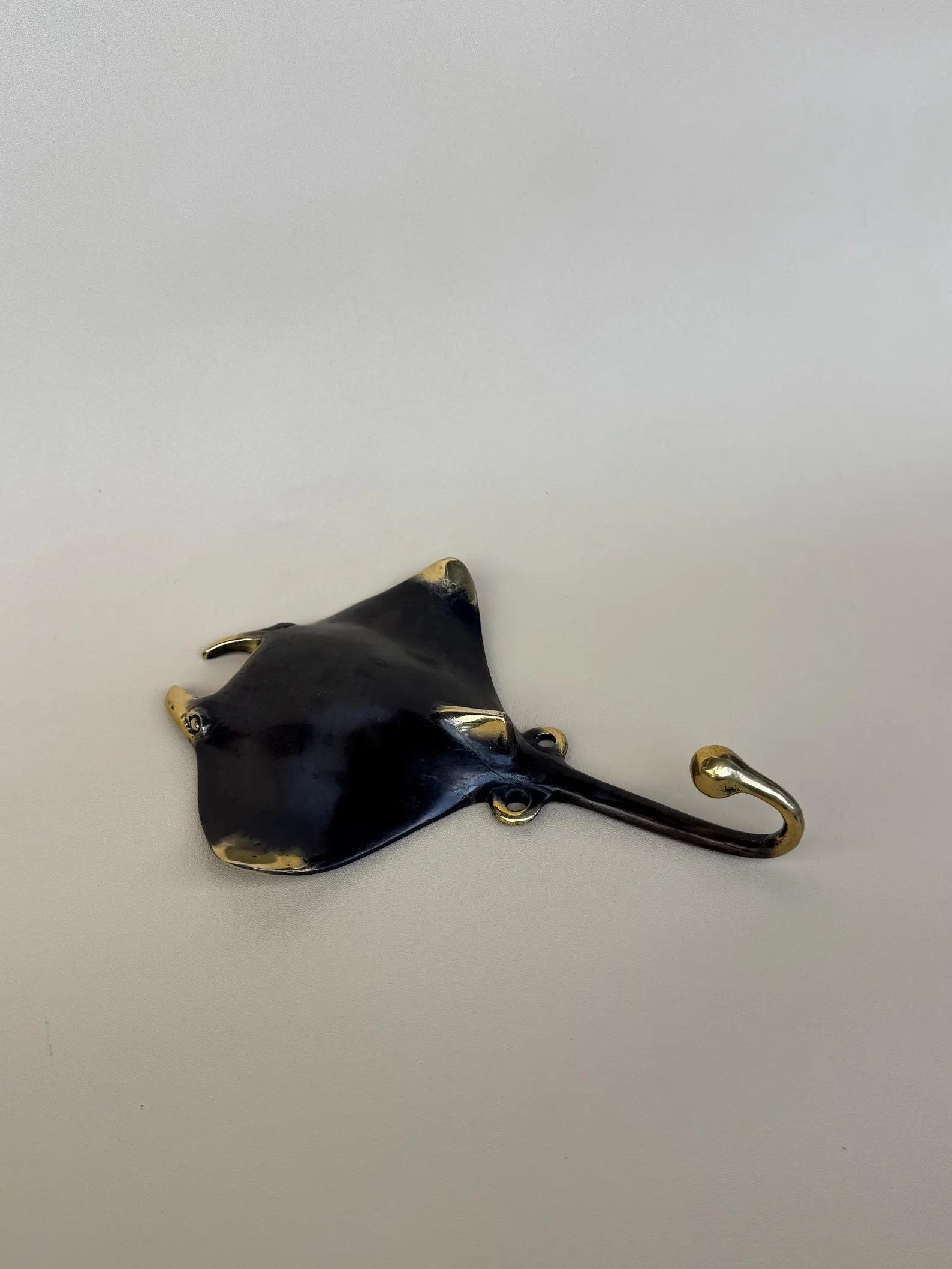 Vintage Brass Manta Ray Wall Hook "Azure"
