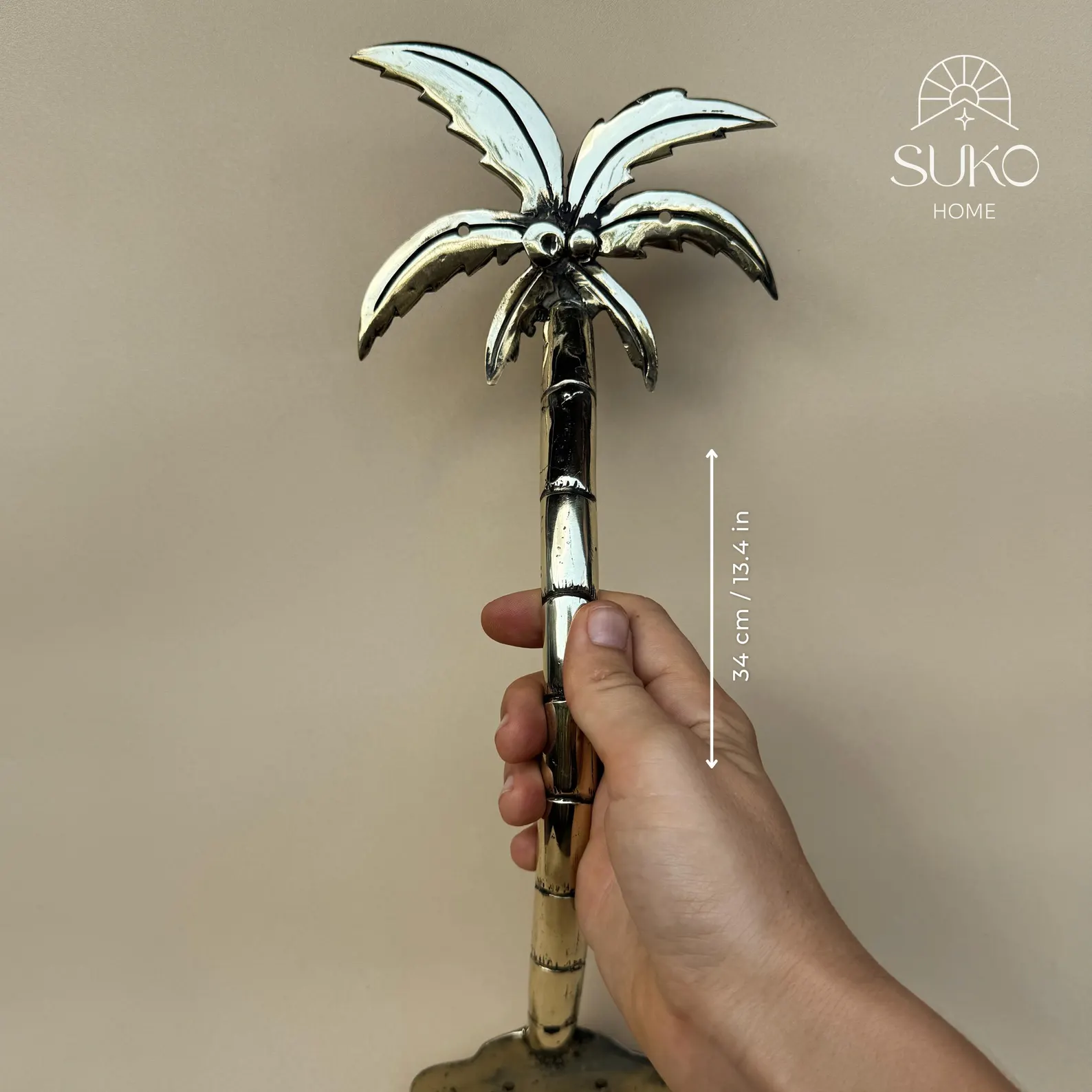 Vintage Brass Palm Tree Door Handle "Oasis"