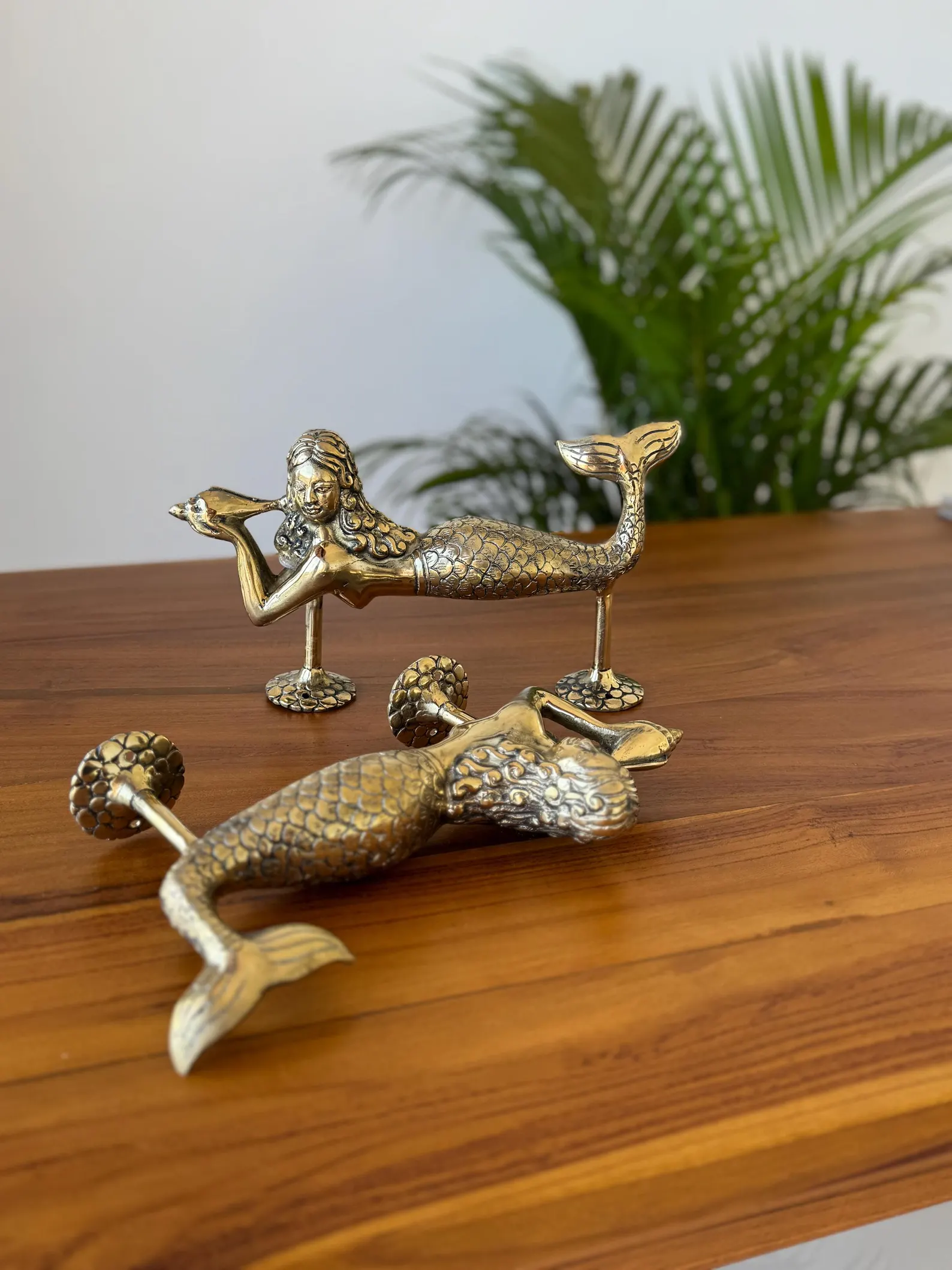 Vintage Brass Mermaid Door Handle "Siren’s Call"