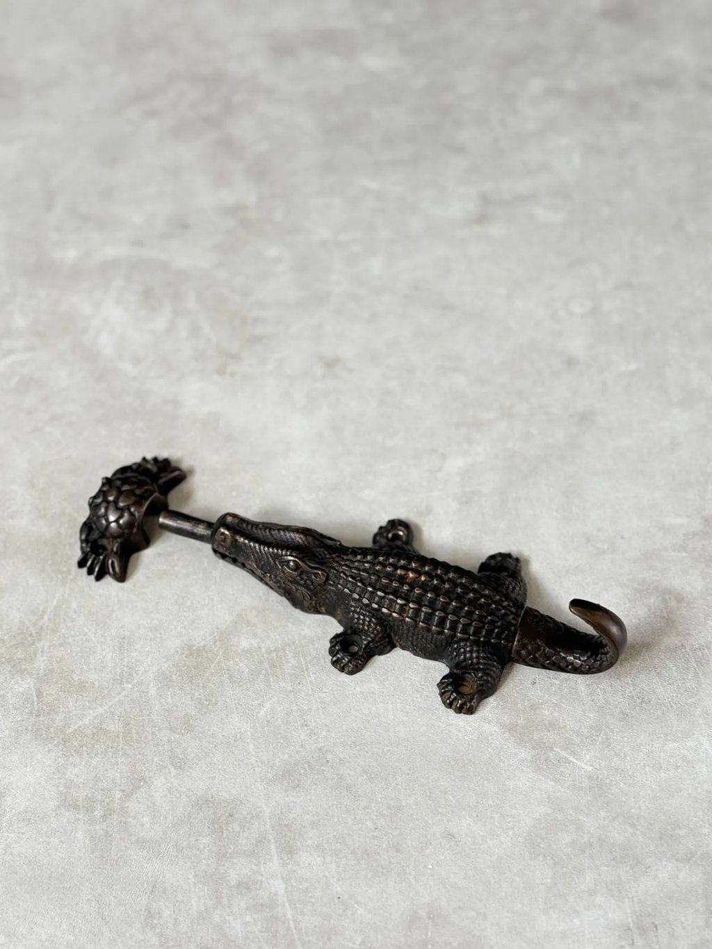 Brass Crocodile Door Handle & Latch Set