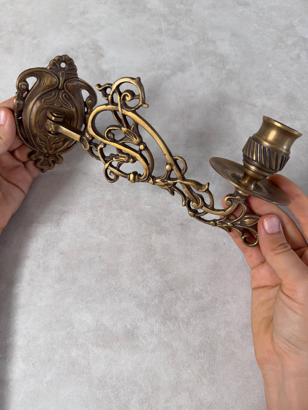 Vintage Brass Wall Candle Holder "Gothic Sconce"