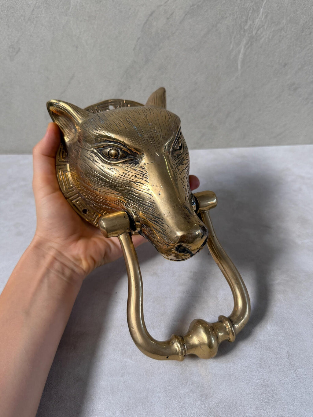 Brass Wolf Door Knocker