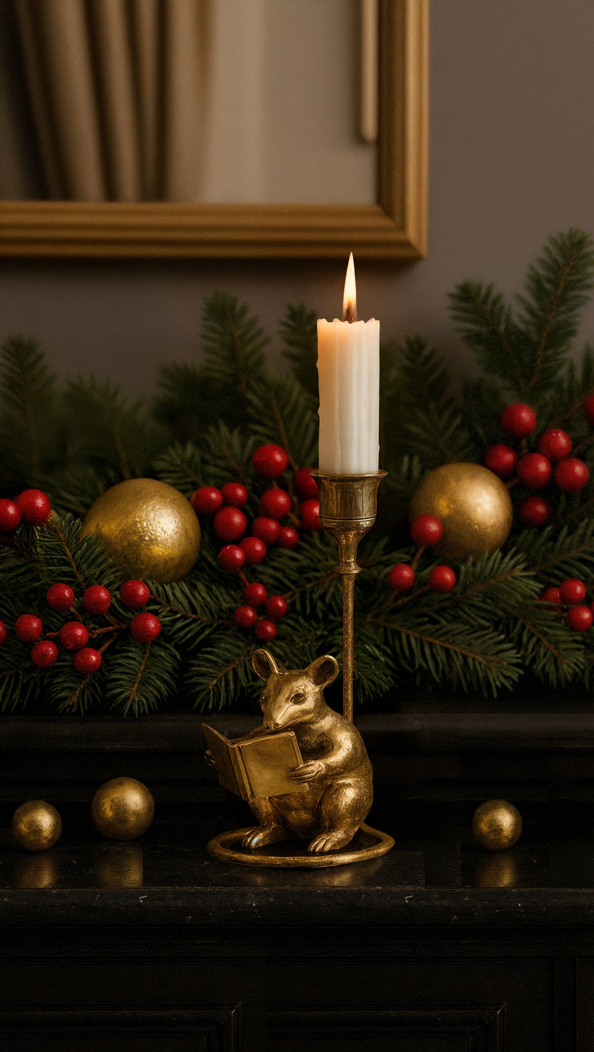 Brass Mouse Candleholder