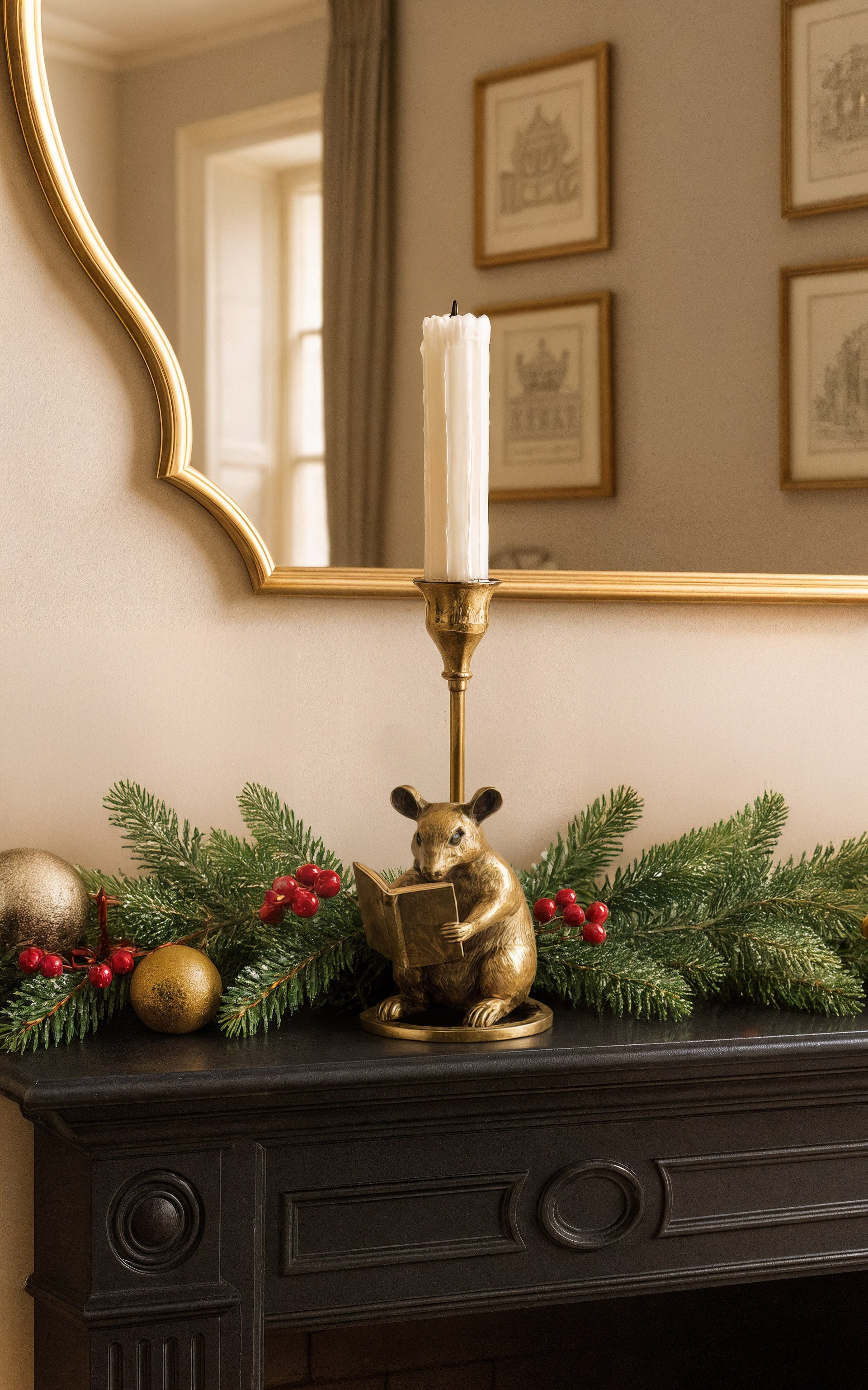 Brass Mouse Candleholder