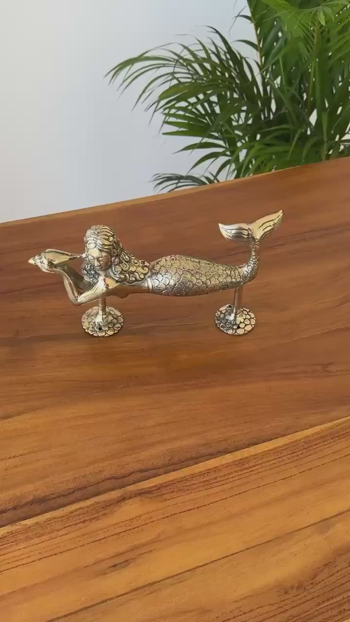 Vintage Brass Mermaid Door Handle "Siren’s Call"