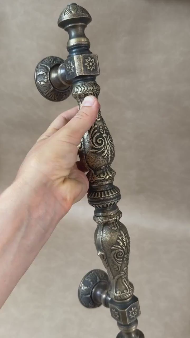Ornate Vintage Brass Door Pull