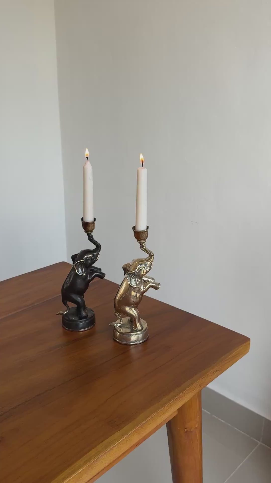 Brass Elephant Candleholder