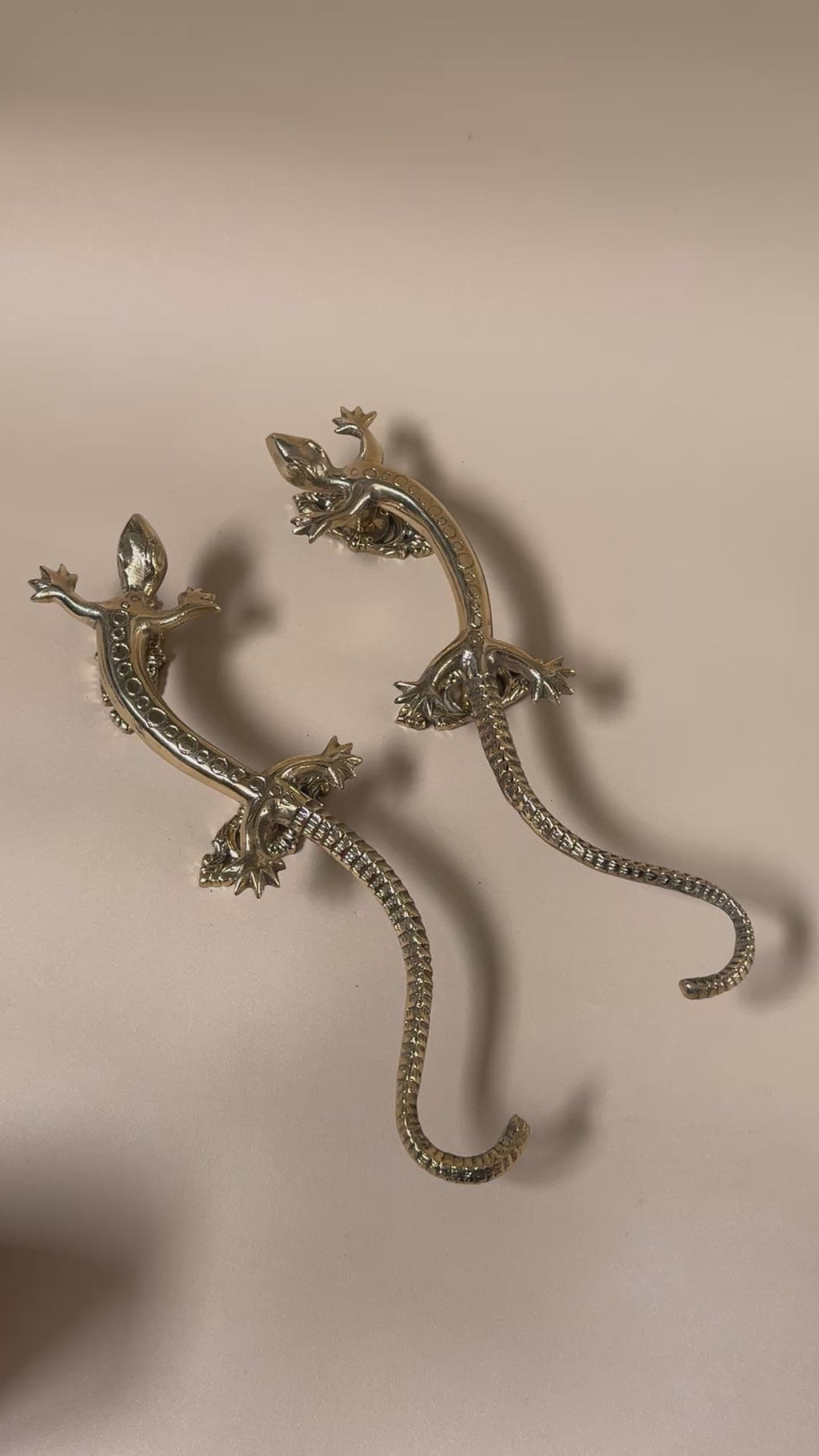 Vintage Brass Lizard Door Handle "Desert Crawler"