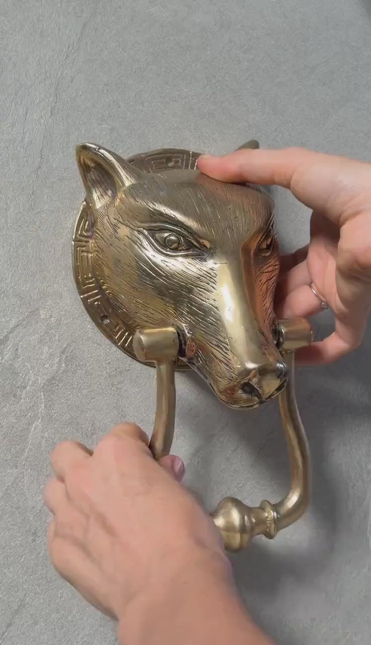 Brass Wolf Door Knocker