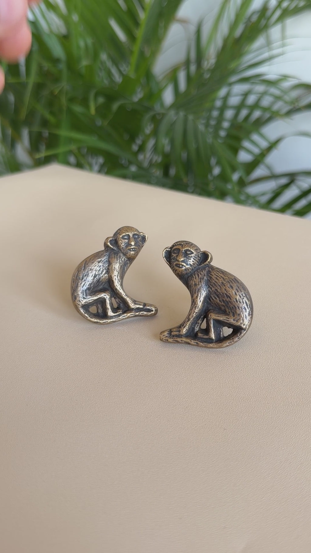 Vintage Brass Monkey Cabinet Knob "Safari Play"