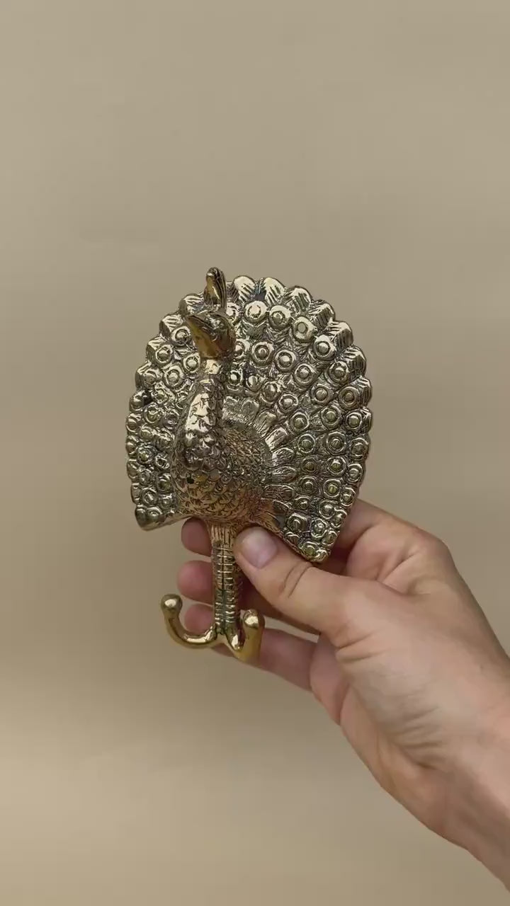 Vintage Brass Peacock Wall Hook "Majesty"