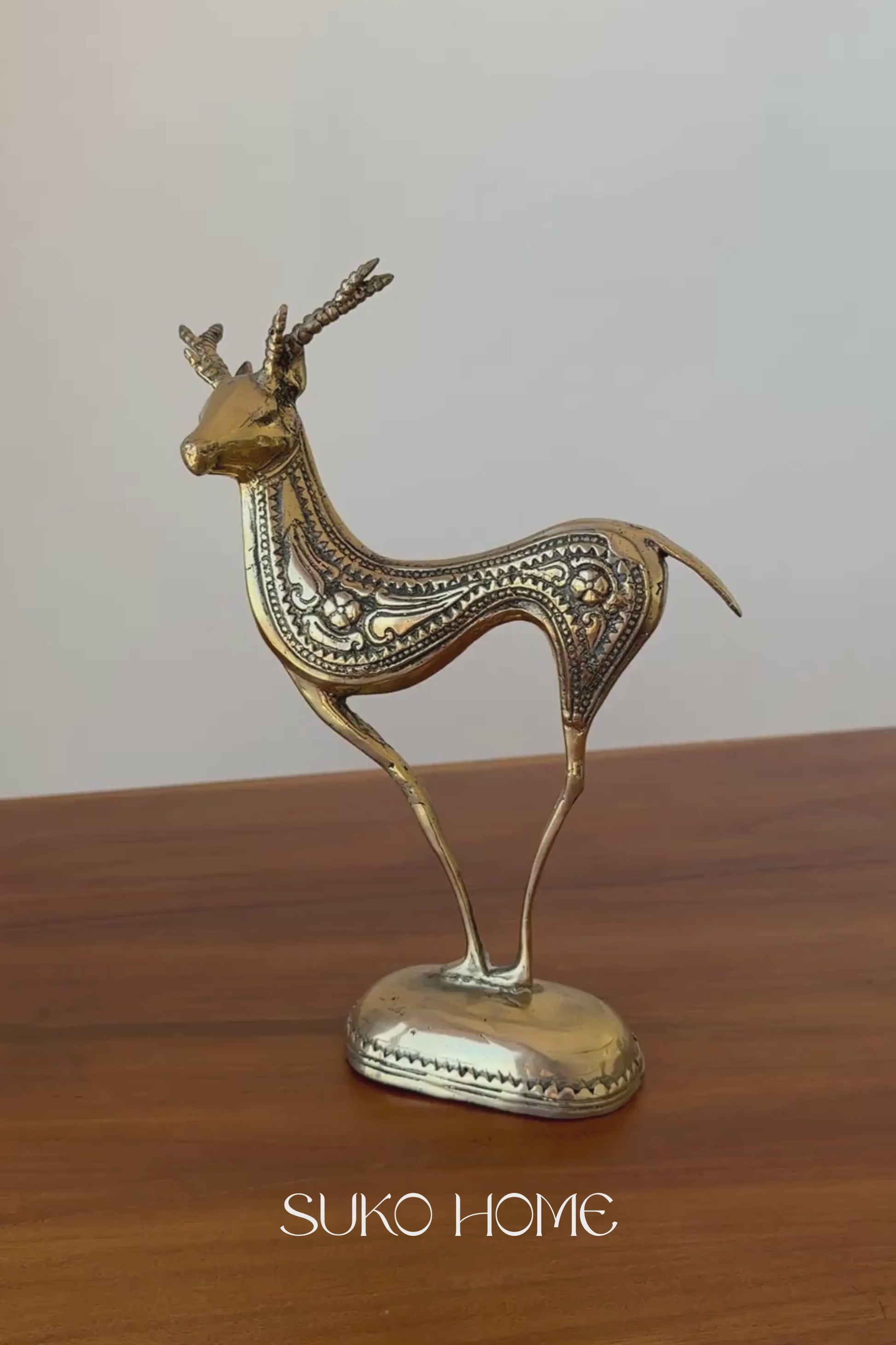 Handcrafted Brass Deer Statue