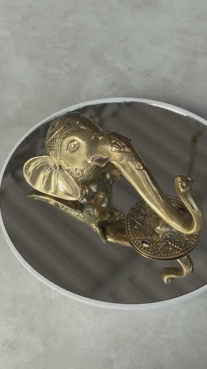 Vintage Brass Elephant Wall Hook "Ganesha"
