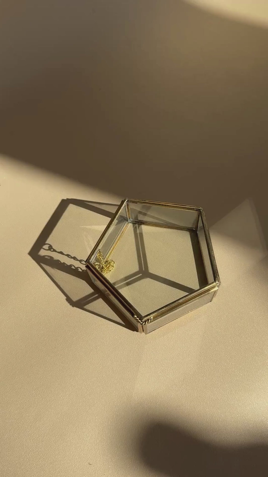 Glass & Brass Pentagon Jewelry Box
